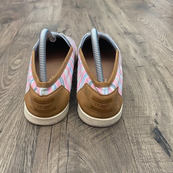 TOMS Pink Avalon Peony Ikat Striped Slip On Canvas Sneaker Size 9 - Picture 5 of 10